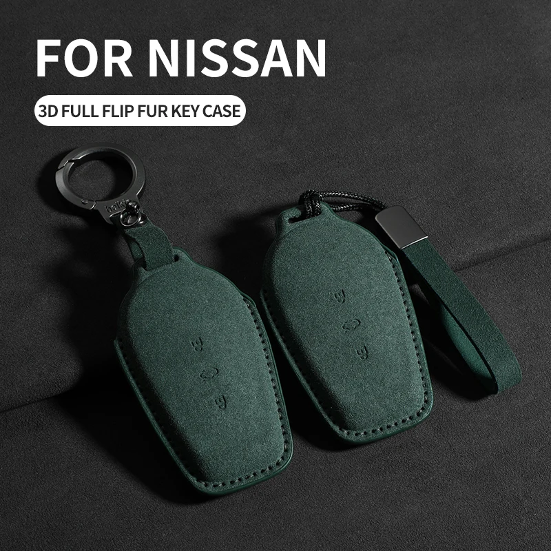Suede Car Key Case Cover Fob For Nissan N7 Car Smart Remote Keychain High Quality Protector Shell Decorative Aton Accessories