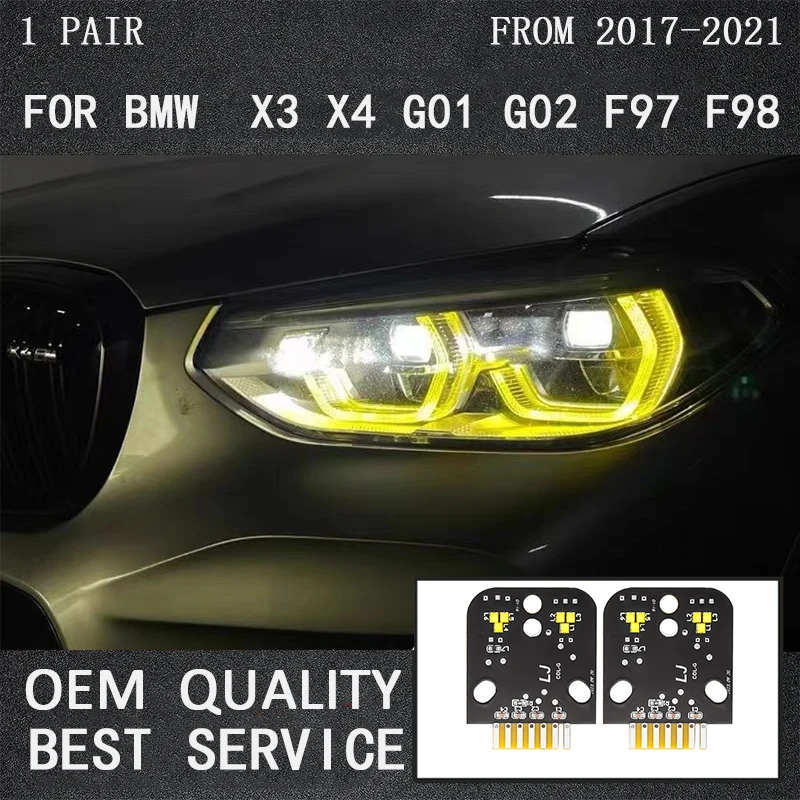 

Новинка лимонно-желтые DRL для BMW G01 X3 G02 X4 F97 X3M F98 X4M CSL стильные дневные ходовые огни, фотомодуль «ангельские глазки», источник света