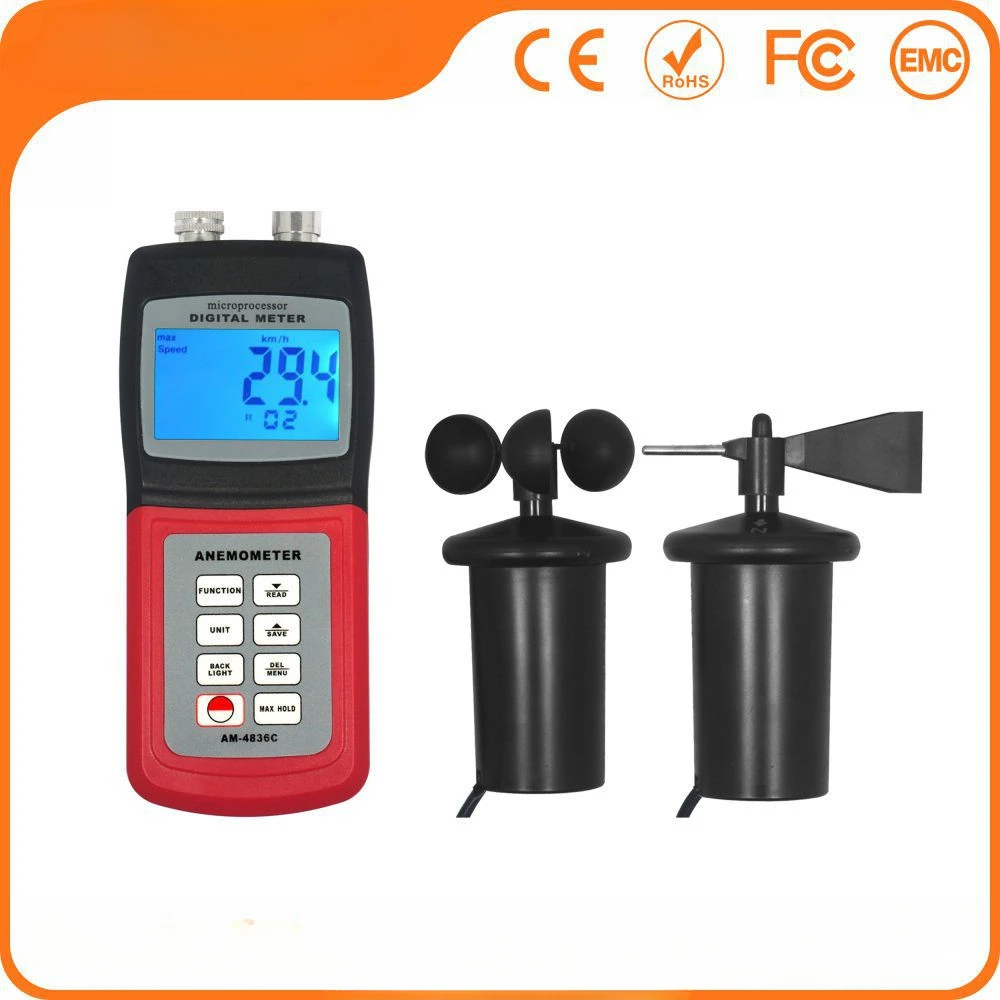 Digital Anemometer 3 Cup Wind Speed Meter Device AM4836C