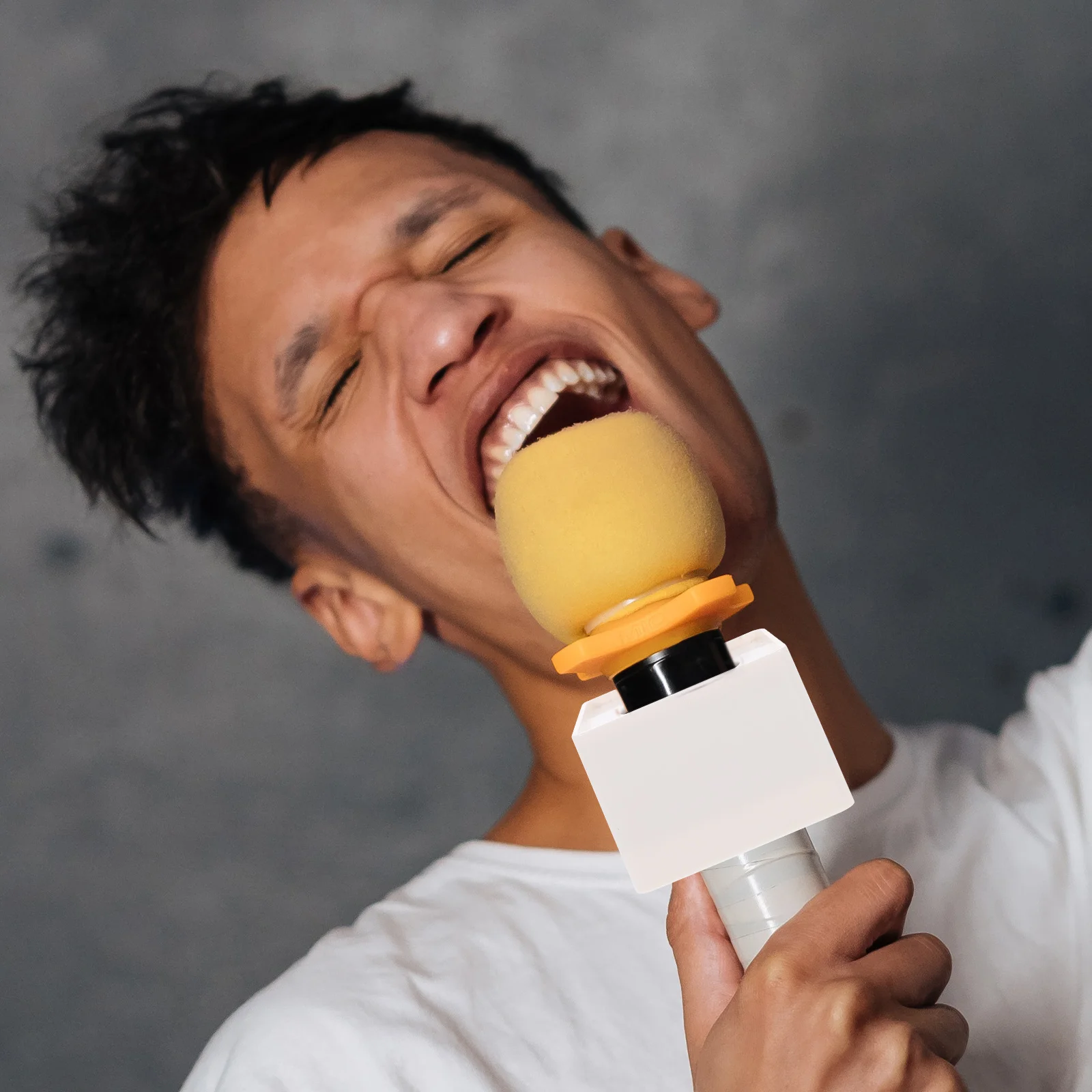 

Portable Square Cube Microphone Station Logo Black ABS Hard Plastic Interview Mic Flag Large Space for Custom Engraving PVC