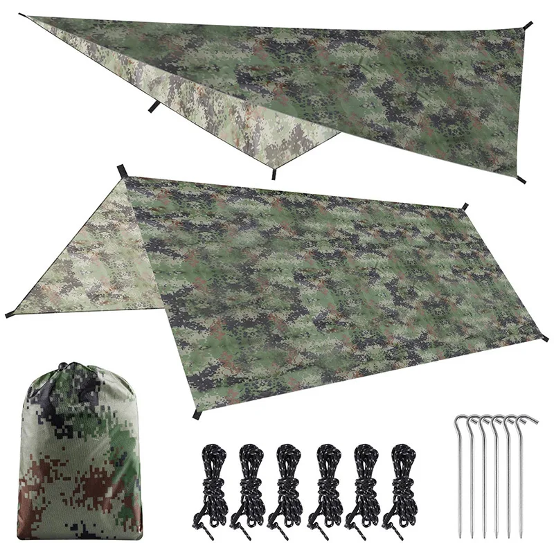 

Backpacking 3-4 persons sunshade awning tent shelter tarp reinforcement waterproof camouflage camping rain fly