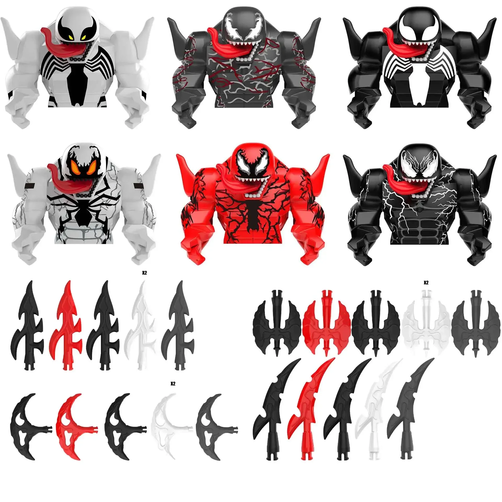 

New Venom Carnage RIOT ANTI-Venom Superhero Series Character Image Children's Puzzle Assembly Block Toys 4 Weapons AF321-326