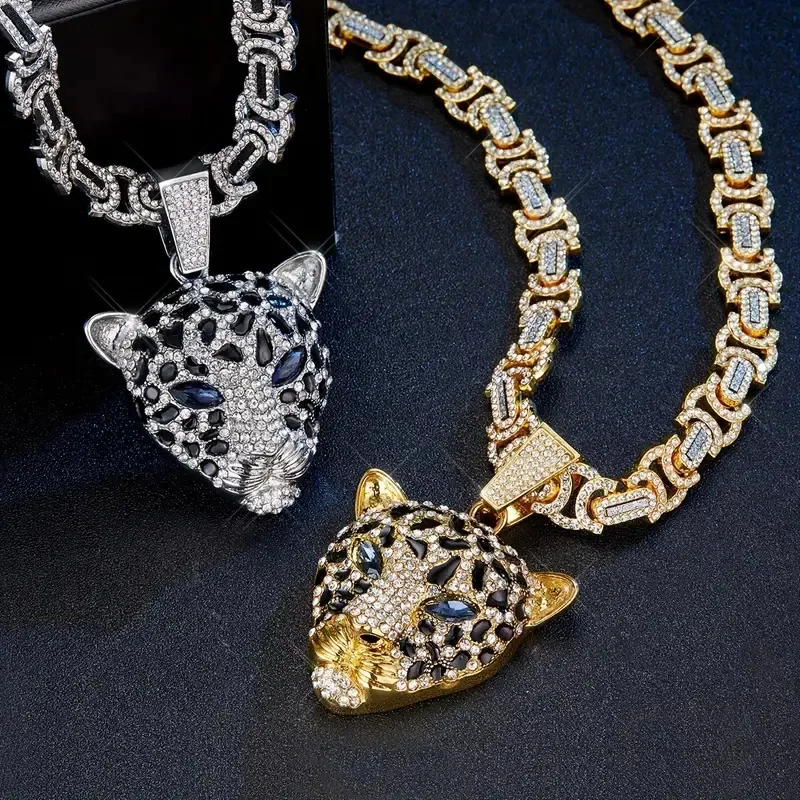 

Hip Hop Animal Roaring Cheetah Head Pendant Necklace For Women Necklaces Man Fashion Jewelry Accessories