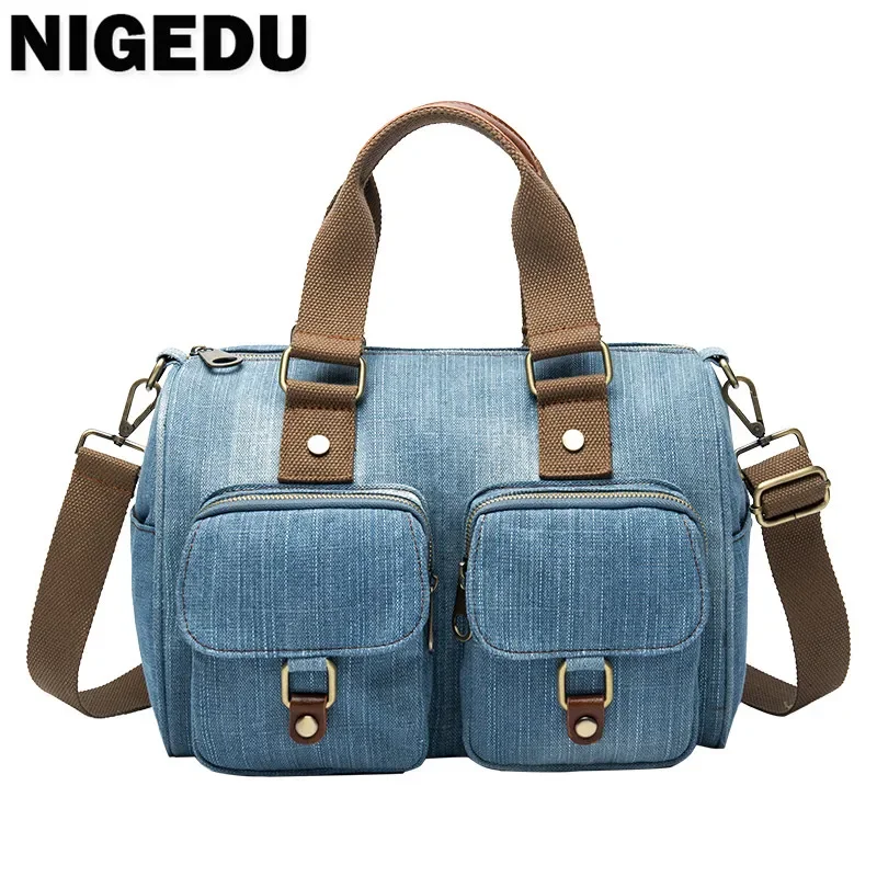 Luxury Brand Women handbag Casual Denim Shoulder Crossbody Bag for Female big Totes Large capacity Travel bag blue Bolsa bolsa