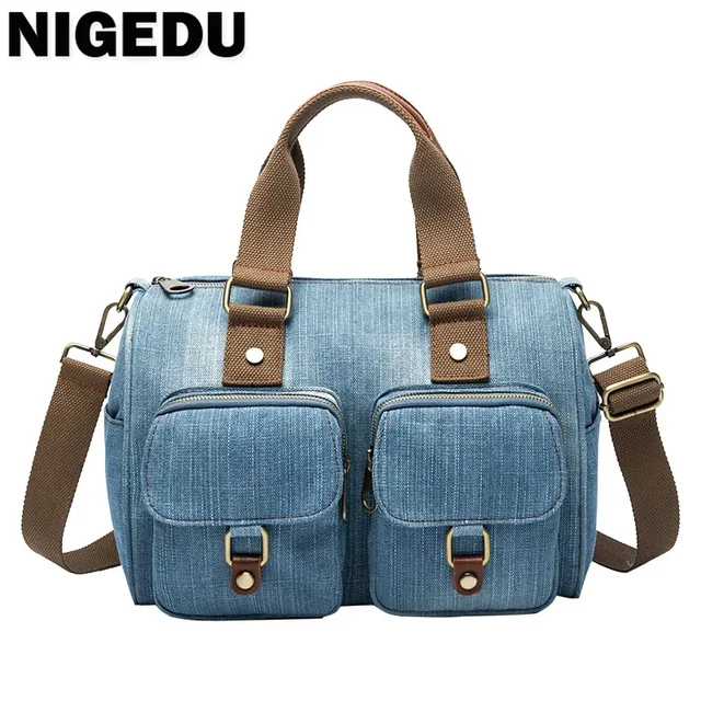 Luksusowa marka damska torebka Casual Denim torba na ramię Crossbody dla kobiet duże skrzynki torba podróżna o dużej pojemności niebieska Bolsa bolsa
