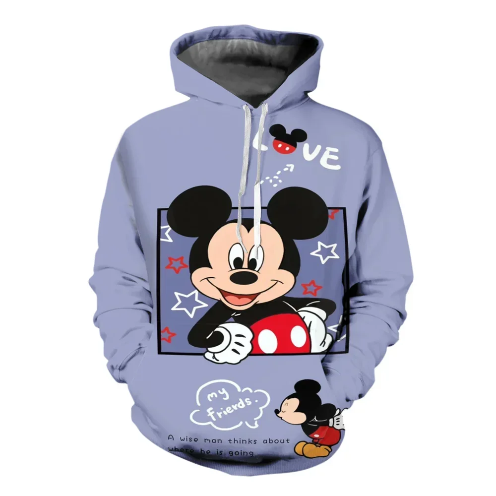 Disney Boys Girls Hoodies Mickey Mouse Hoodies 3D Printed Children Pullovers MINISO Men's Hoodies Oversized Men's Clothing