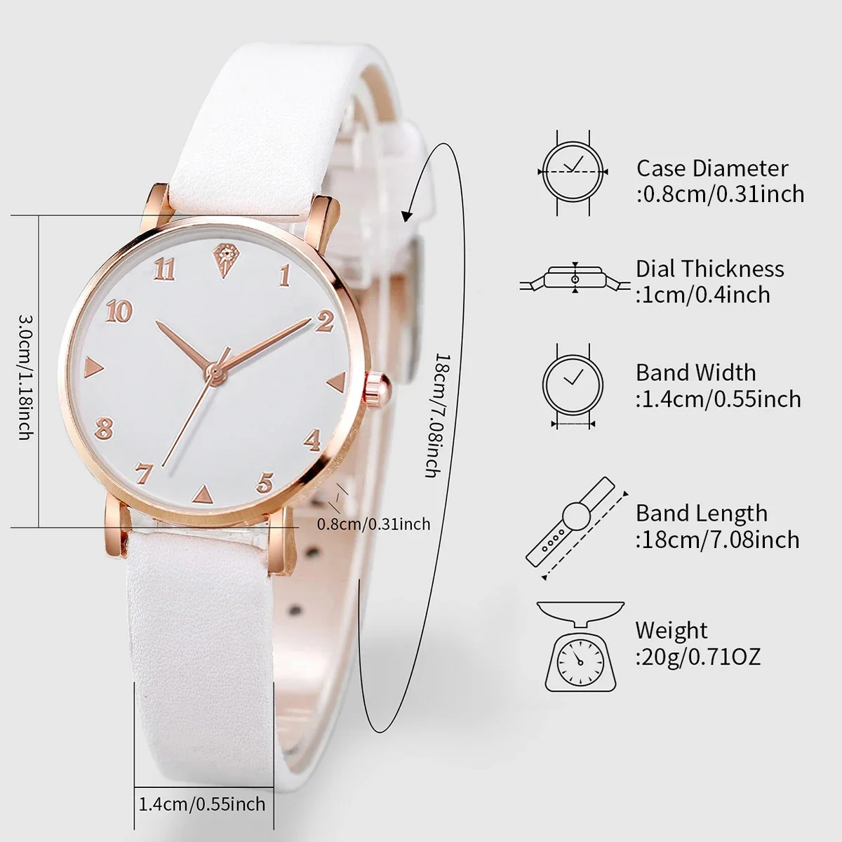 5 stks/set mode dameshorloges lederen band quartz horloge parel sieraden set (zonder doos)