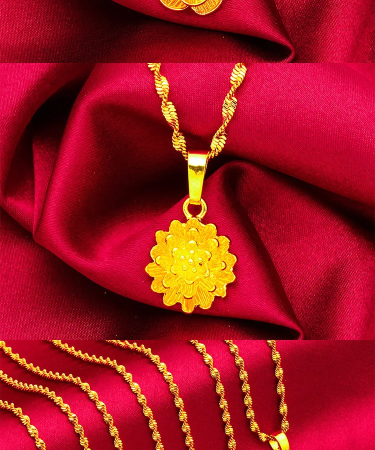 Collar de mujer con ondas de loto de oro de 24 quilates, AU999 puro - estilo de loto 3D, textura ondulada + refracción de luz, acento de lujo para el cuello