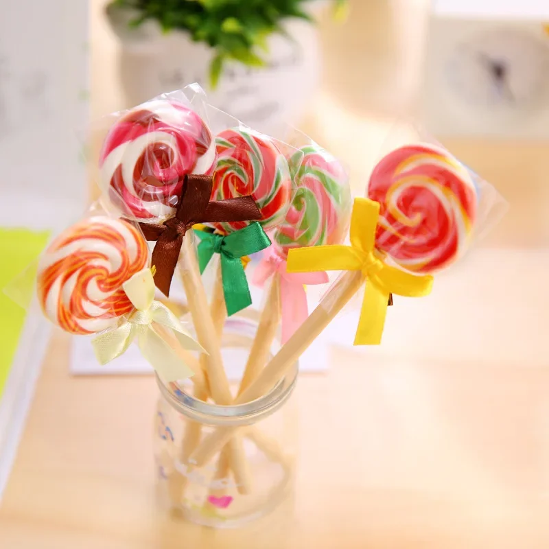 

Creative Cartoon Ballpoint Pen Cute Lollipop Shape Black Fountain Pen Office Signature Student Stationery Gift Pretty Stationery