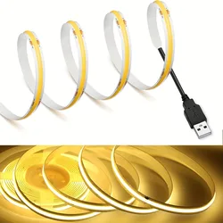 5V COB LED Strip High Density RA90 320 LEDs Warm Nature Cool White Ice Blue Flexible Ribbon Light For Room Decoration