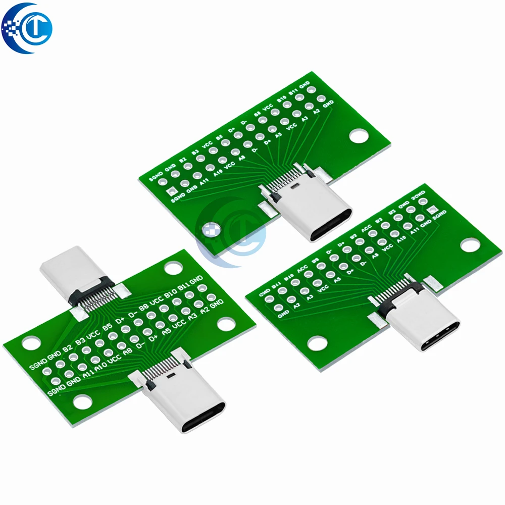Type-C Male to Female USB 3.1 Test PCB Board Adapter Type C 24P 2.54mm Connector Socket For Data Line Wire Cable Transfer