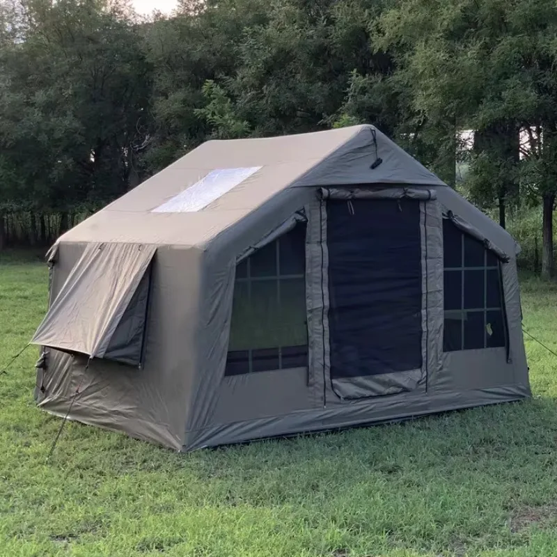 

8 square Meters Green Oxford Cloth Double Door Large Window Residential air Tent Family Outdoor Tent