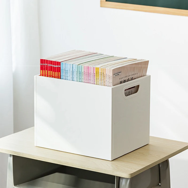 Plastic Desk with Movable Bookshelf and Pulley, Simple Student Book Sorting and Storage Box, Office Undertable Book Organizer