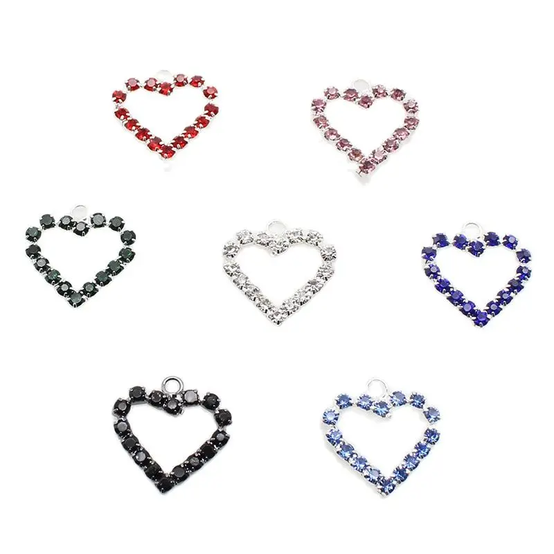 10Pcs Heart Rhinestones 18mm DIY Fashion Jewelry Handwork Decoration Accessories For Earrings necklaces and other pendants