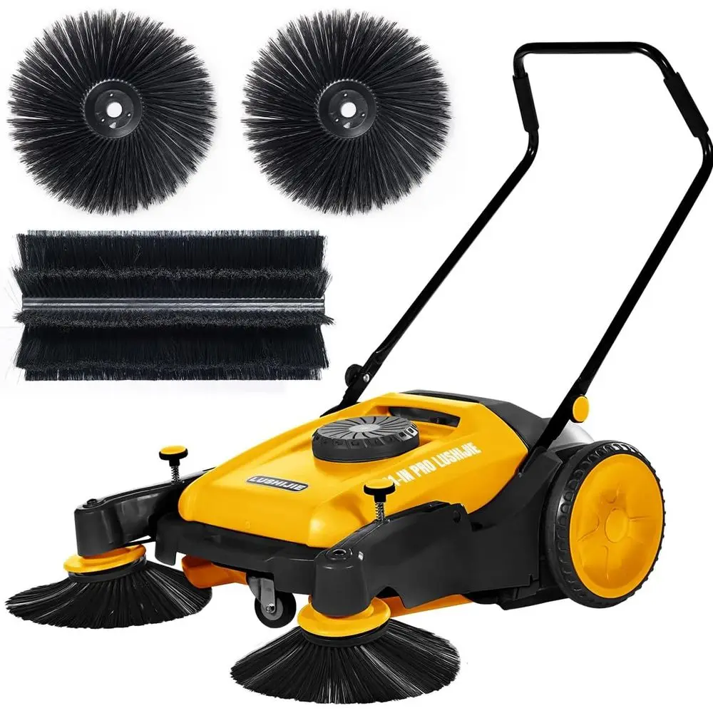 

41" Industrial Walk-Behind Hand Push loor Sweeper | Commercial 55L Large acity | 45000 Sqt/Hour | Indoor & Outdoor Use (Yellow)