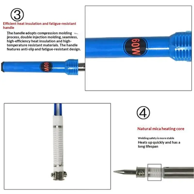 Adjustable Temperature 60W Electric Soldering Iron 908 Fast Heating 110V 220V US EU Plug for General Welding Use