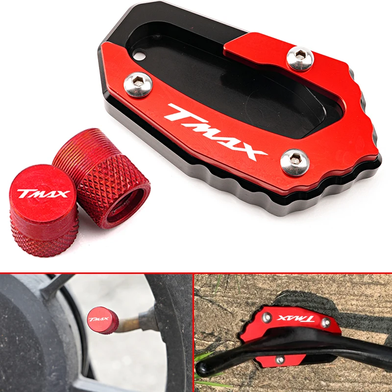 

For YAMAHA TMAX 530 560 TMax530 SX DX TMAX560 2017-2024+ Accessories Kickstand Foot Side Stand Enlarger Pad & Tire Valve Cap