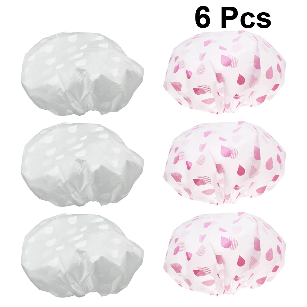 

6 Pcs Waterproof Hair Cap Women Bath Hat Shower Kitchen Caps Bathroom Take Bathing