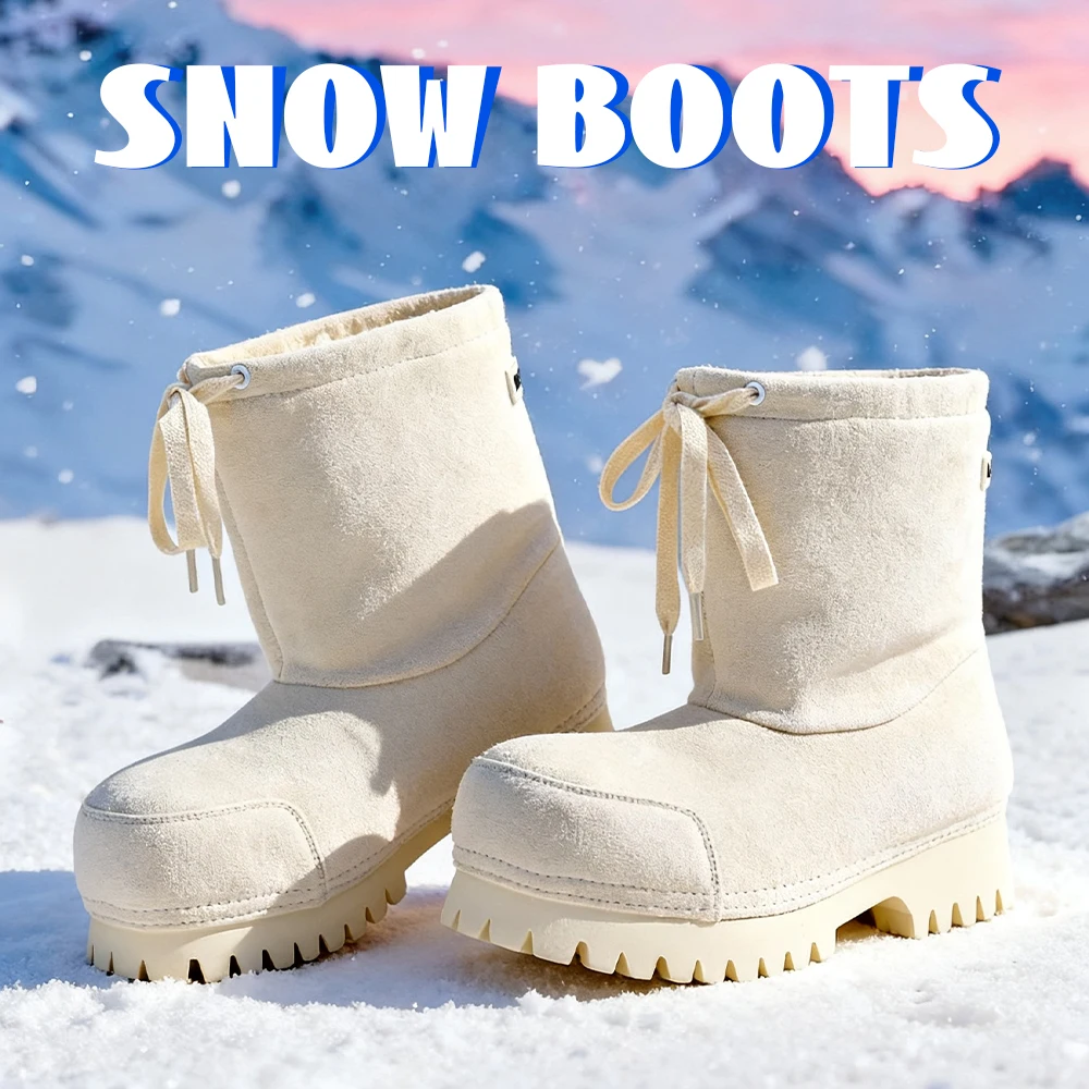 U-DOUBLE Snow Boots 2026 Ins Fashion Women Ankle Boots Winter Warm Female Snow Boots Platforms Casual Short Shoes Woman Boots