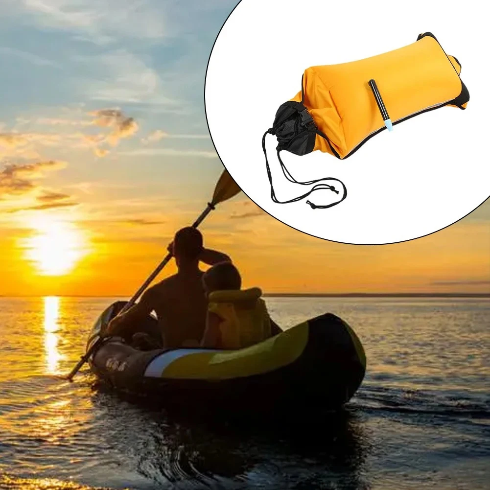 Inflatable Floating Bag With Reflective Strips Safety Tether Quick Release Buckle Autovalve Nylon Paddle Float Kayak Assist