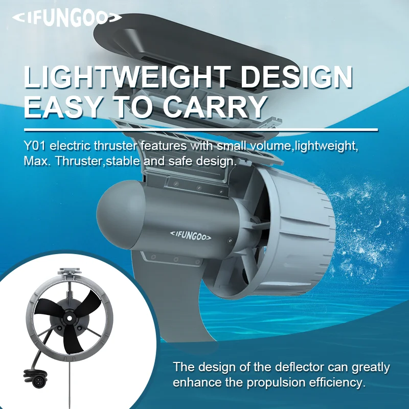 Sports High Quality IFungoo Y03 Portable  Outboard Motor with Carbon Fiber Hull for Inflatable Boat Ocean Use Men