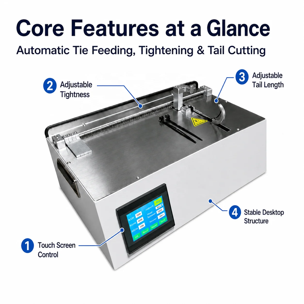 SQ-ZT08 Automatic Desktop Nylon Cable Tie Machine Self-Locking Zip Tie Tying Binding Machine For Automotive Wire Harness 110V