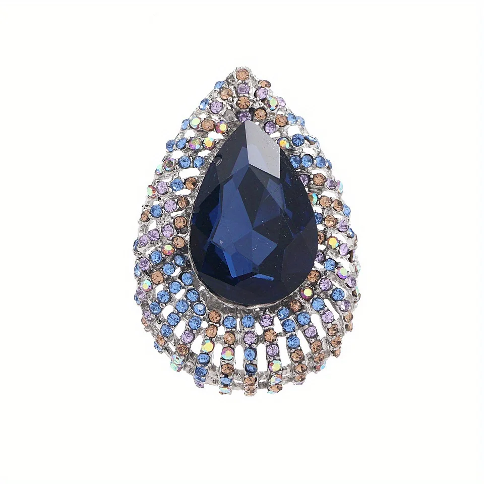 Fashion Women Men Shining Waterdrop Crystal Brooch Badges Elegant High-end Party Banquet Clothing Suit Pin