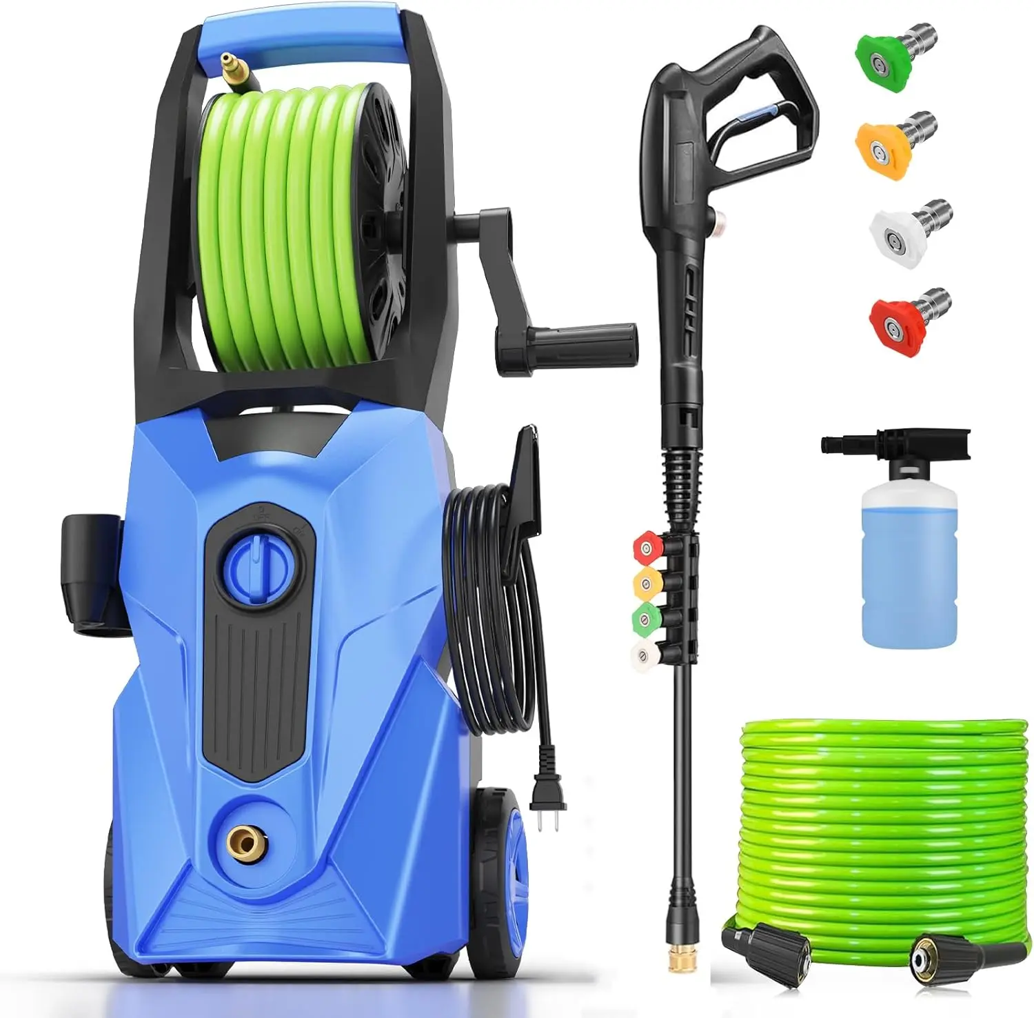 

5000PSI Electric Pressure Washer, 2025 New Power Washer with 33FT Flexible Extension Pressure Washer Hose Reel, 4 Nozzles, Profe