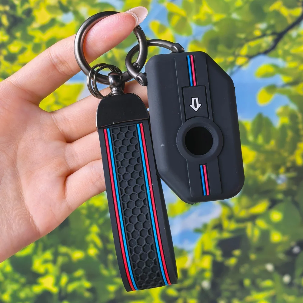 Moto Key Protector Silicone Fob Cover With Keychain Chain For BMW F750GS F850GS K1600GT R1200GS LC ADV R1250GS ADV