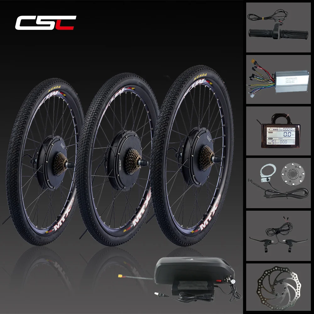 الاتحاد الأوروبي دراجة كهربائية تحويل عدة 26-29 "700C 48V1000W/1500W محور المحرك عجلة فرش Ebike MTX مكبح قرصي دولاب الموازنة الإطارات الخليط #1