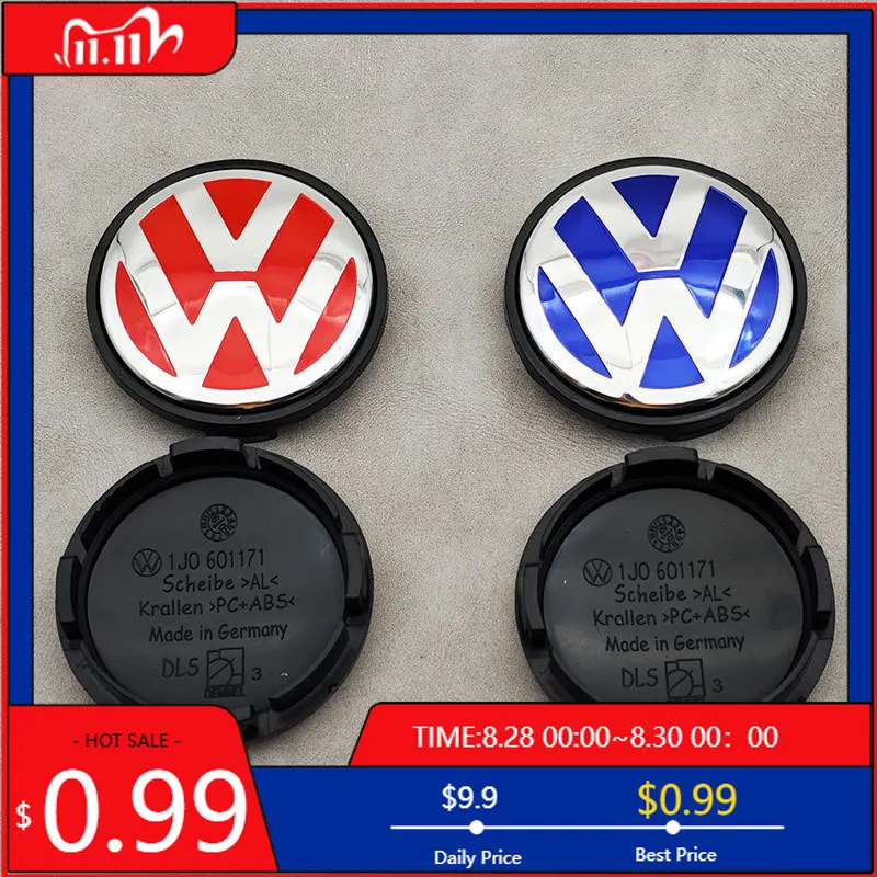 

VW GTI GOLF 2026 Горячие для VW VOLKSWAGEN 4 шт. 56 мм Bule Красные колпаки центра колес автомобиля Колпаки ступиц для VW Volkswagen Golf Jetta Bora