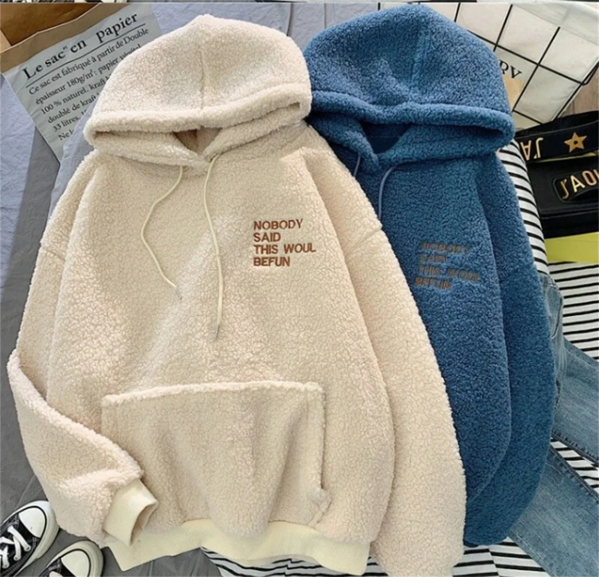 Damska bluza z kapturem na jesień i zimę, koreański luźny krój, gładka, z literami, długi rękaw, ciepły strój, bluza z kapturem, damska, codzienna, streetwear