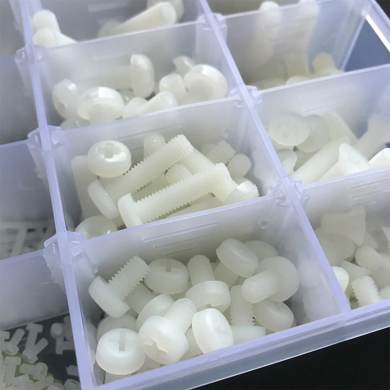 M2 M2,5 M3 M4 M5 Weiß Nylon Schraube Mutter Unterlegscheibe Set Nylon Kunststoff Phillips Isolierte Senkkopf Flachkopf Kreuz Runde Schraube Bolzen – Detail 5