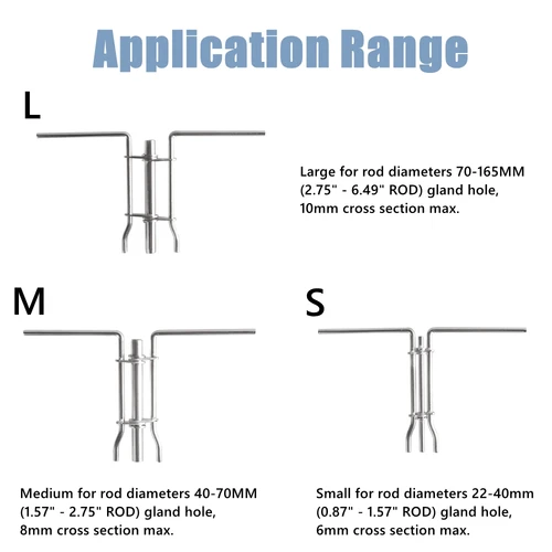 Imagen 2 del producto Herramienta de instalación de copa en U de sello de varilla de pistón de cilindro hidráulico Universal S/M/L herramienta de reparación de controlador de refuerzo de acero inoxidable 3 uds SML