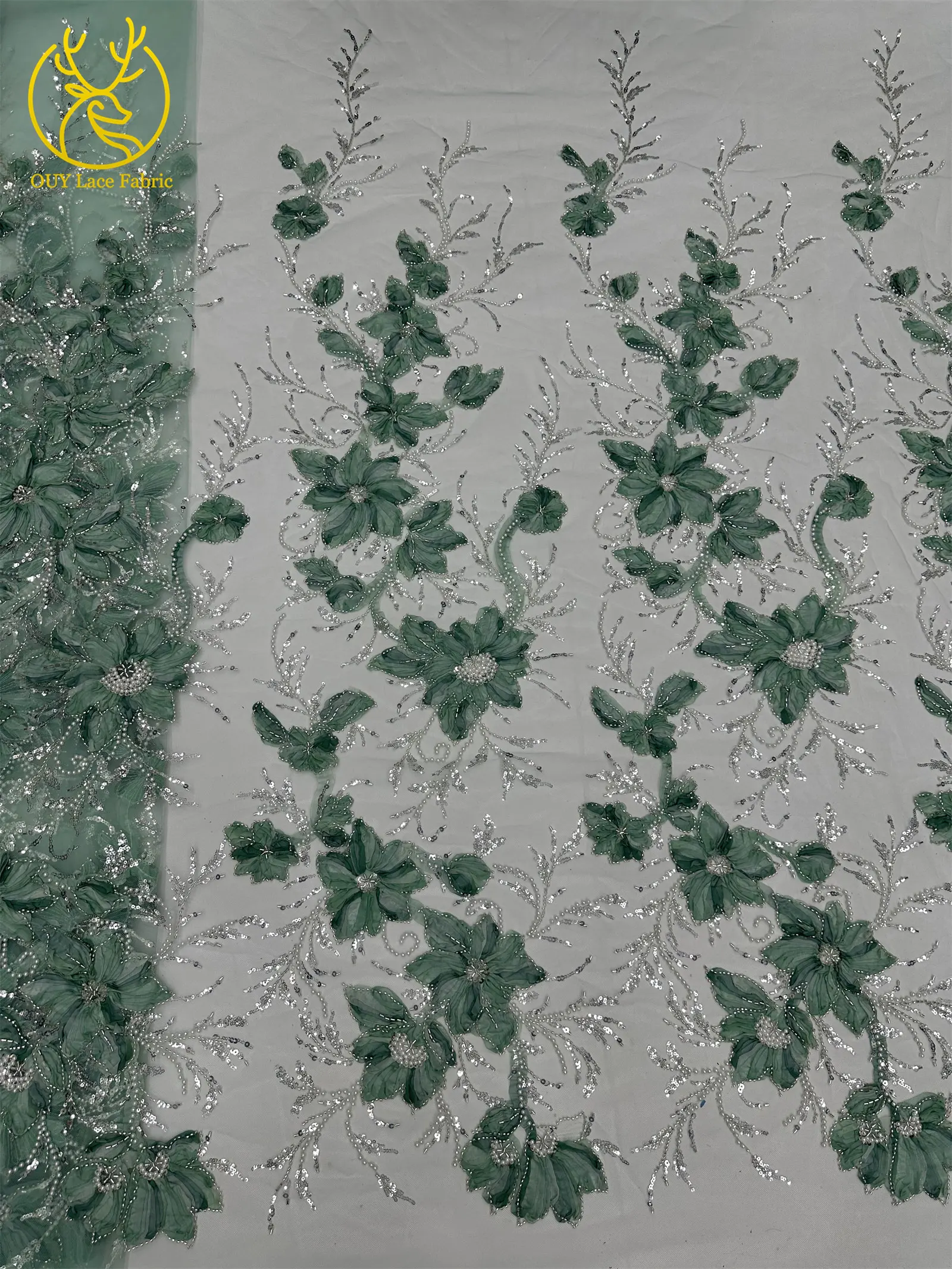 Nigerianischer 3D-Perlen-Tüll-Spitzenstoff, 2026, modischer afrikanischer französischer Pailletten-Mesh-Spitzenstoff, geeignet für Hochzeits-Party-Kleider – Detail 25