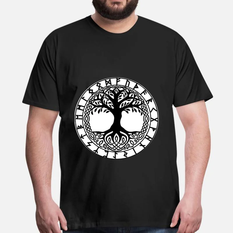 

0415 Celtic Tree of life Gift T-Shirt Viking Runes Norse Myths Graphic clothes 100% cotton printed Tee All size tops S-6XL