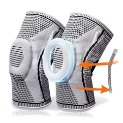 Zomer Sport Kniebeschermers Onder Druk Siliconen Schokabsorptie Ademende Kniebeschermers Outdoor Bergbeklimmen Gebreide Knie Guards