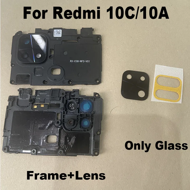 1PCS For Xiaomi Redmi 10A 10C 12C Back Camera Glass Rear Lens Cover With Ahesive Sticker Replacement