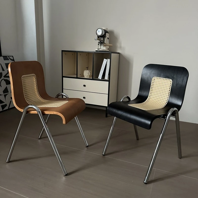 

Pre-style rock chair vintage minimalist designer café chair creative home rattan backrest dining chair