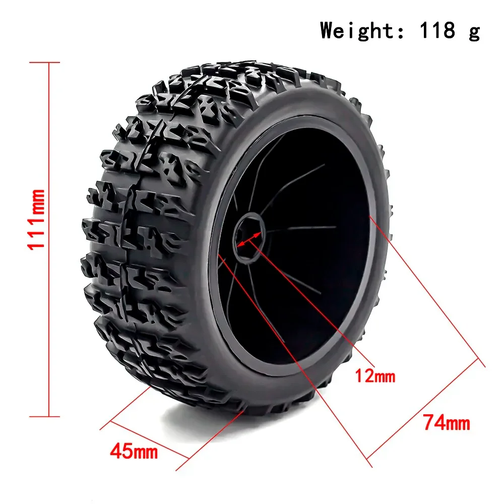 4pcs 112mm 1/10 Short Course Truck Tires Tyre Wheel With 12mm Hex For Slash Arrma Senton HuanQi 727 Vkar 10sc Hpi Rc Car