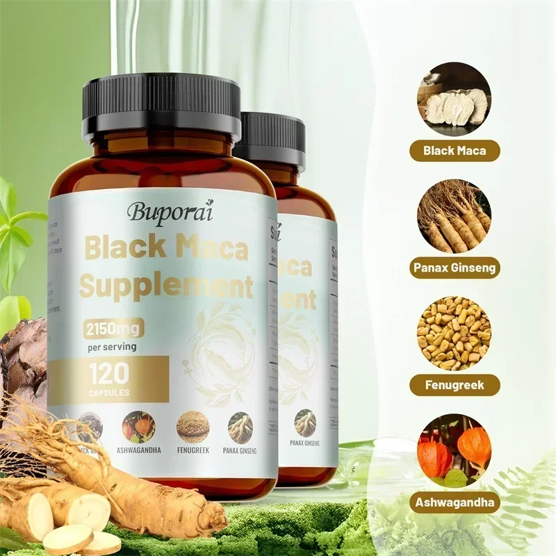 

Male Enhancing Black Maca Capsules - Replenish Physical Strength, Increase Energy Levels, Balance Hormones, and Improve MoodSupp