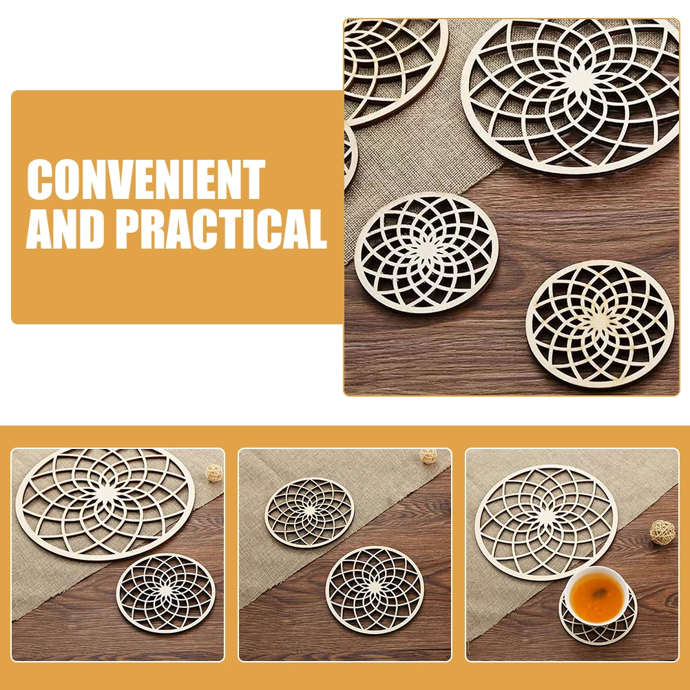 

10 Pcs Coasters for Coffee Table Wooden Heat Proof Mat Kitchen Trivets Hot Dishes Hollow Out