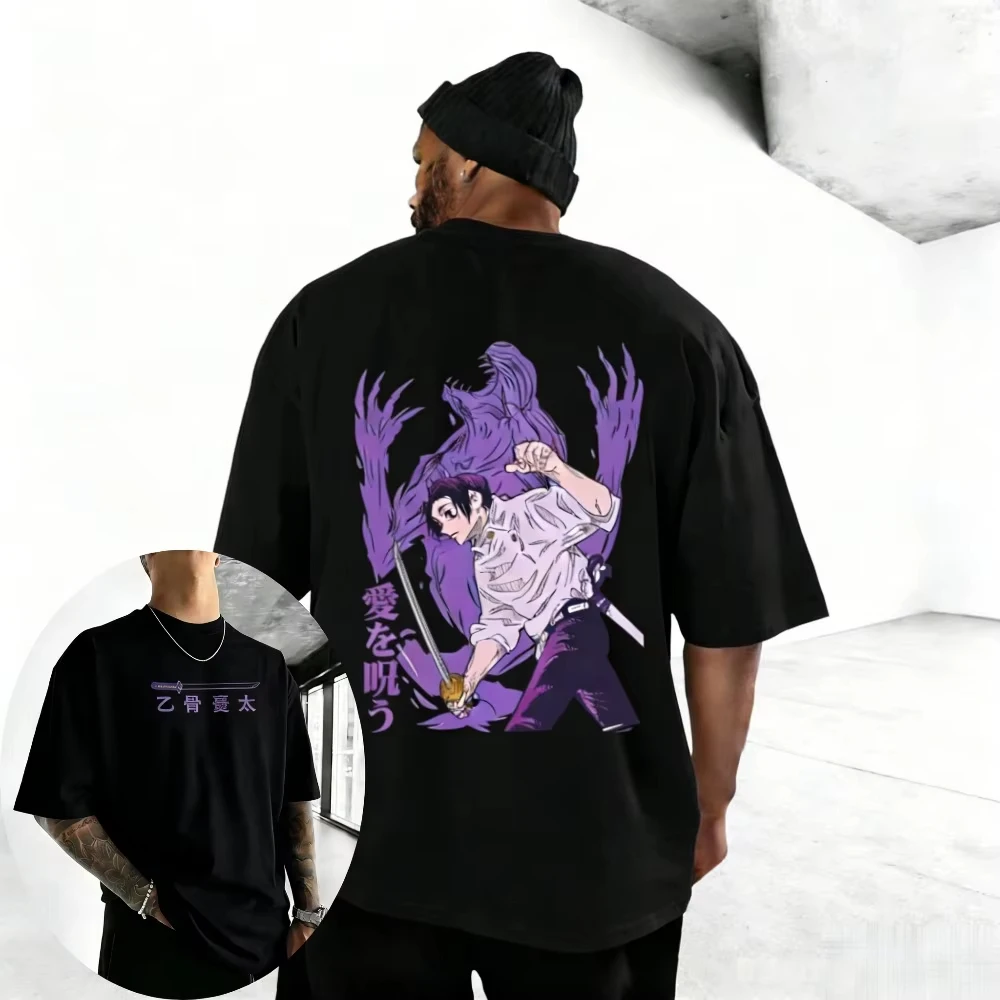 

Футболка унисекс из хлопка с принтом аниме Jujutsu Kaisen Okkotsu Yuta 2026 Summer Harajuku, летняя, с коротким рукавом, для родителей и детей