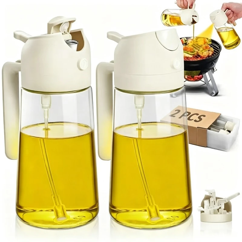 2in1 500ml Plastic Spray Oil Sprayer Bottle Spray Oil Dispenser Oil Jar Cruet BBQ Kitchen Baking Roasting Picnic Kitchen Tool