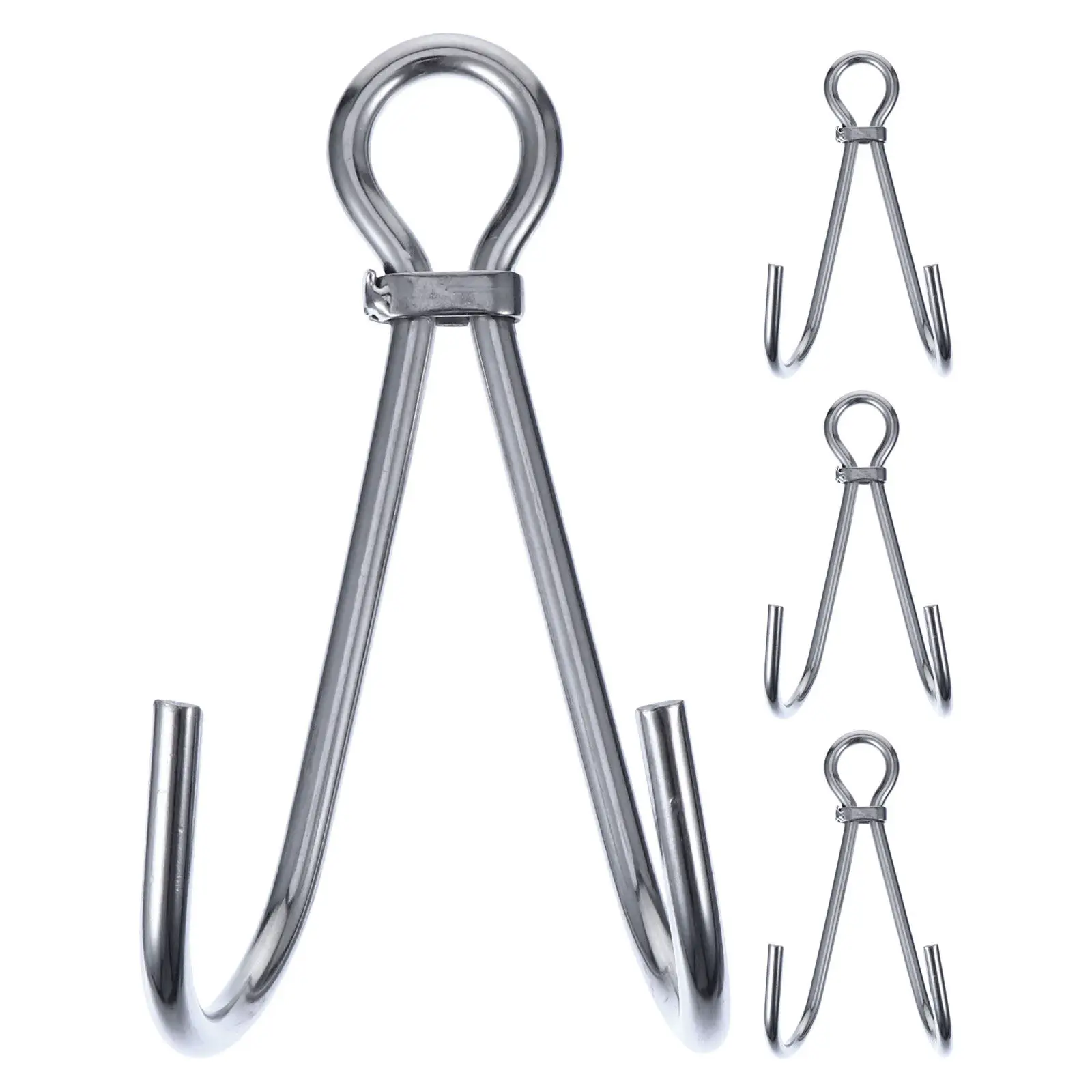 

4Pcs Stainless Steel Drift Dive Hook Dual Hook Heavy Duty Double Ended Diving Clip Scuba Diving Reef Accessories