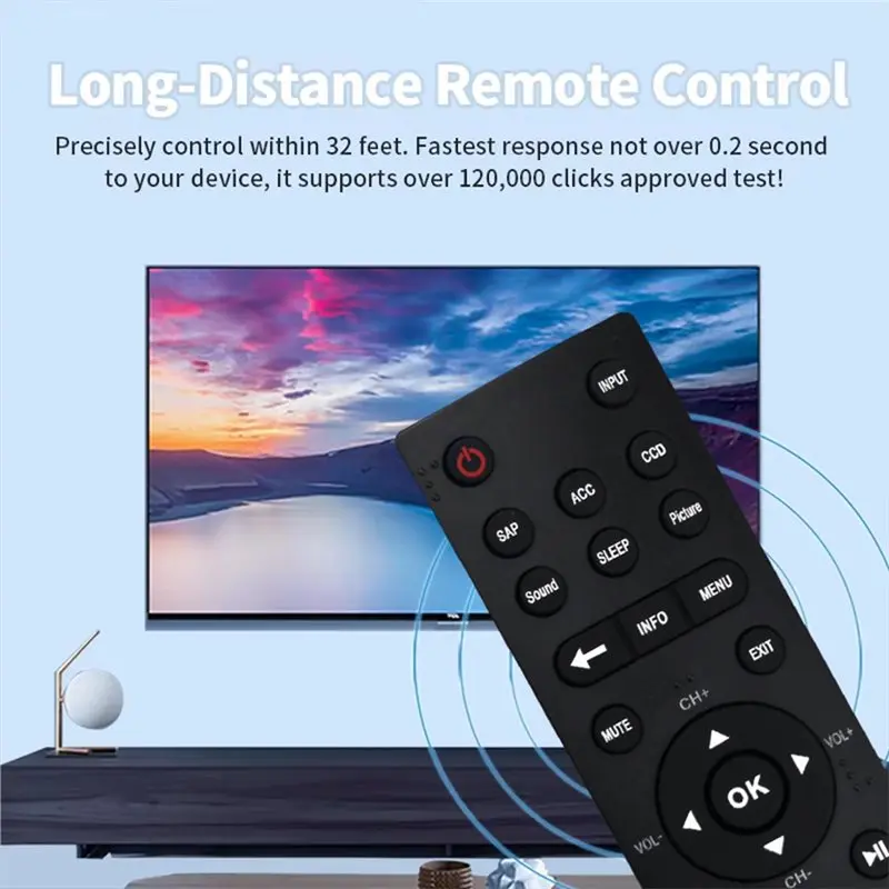 DTB7 Replacement Remote Control CT-RC2US-18 for Toshiba TV, Durable ABS Material, Easy Install, Black, with for AAA Battery