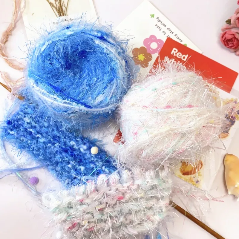 

Garden Series Hand Mixed Knitting Yarn 80g Blue Flower Thread Handmade Crochet Stick Needle Woven Bag Hair Loop Yarn Gift Decor