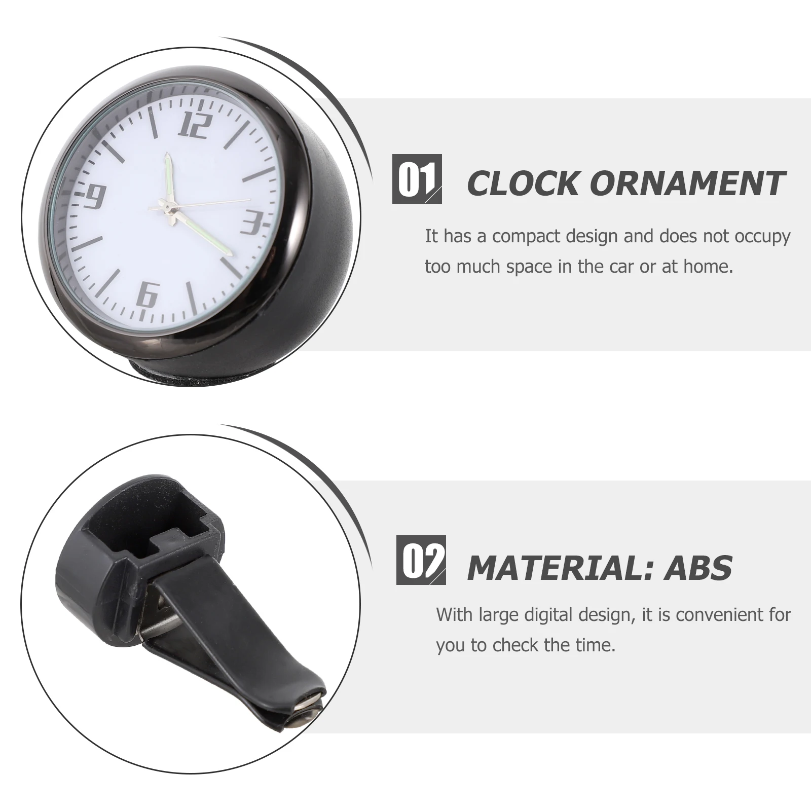 

Sturdy Car Vent Stick On Dashboard Durable Mini Quartz Clock For Vent Clip Tiny Car Clock Decorative Auto Accessory