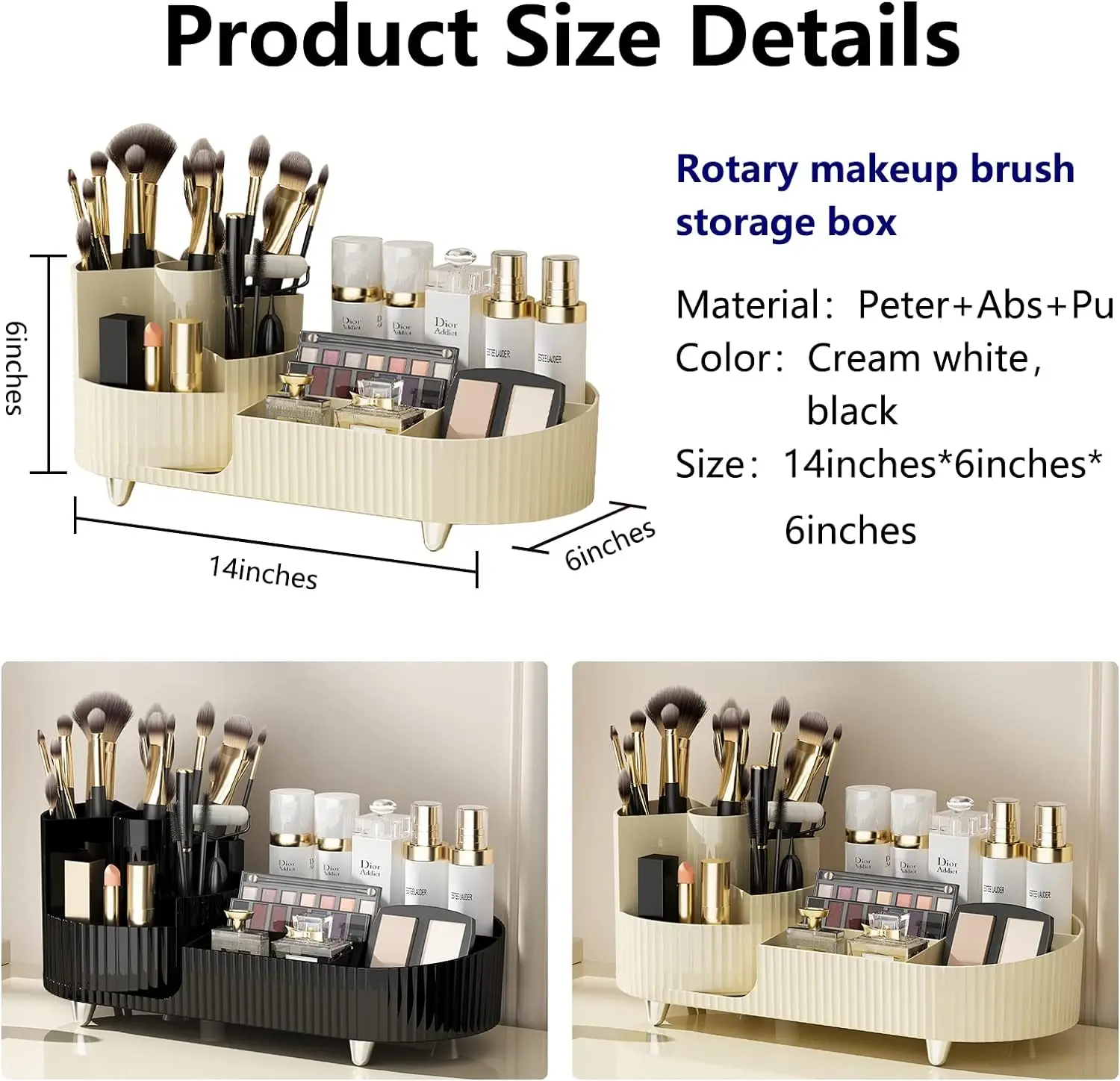 Large Rotating Makeup Organizer,Capacity Cosmetic Display Case,bathroom Counter Organizer,Makeup Brush Holder