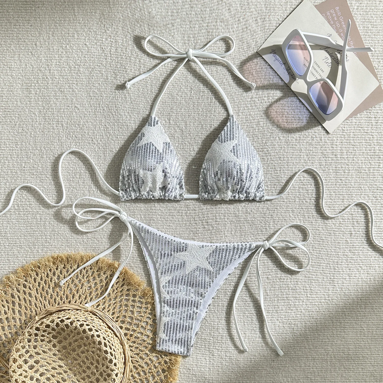 Sexy New Star Sequins Split Swimsuit Bikini